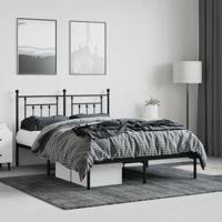 Bedframe met hoofdbord metaal zwart 140x190 cm - thumbnail