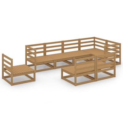 8-delige Loungeset massief grenenhout honingbruin