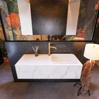 Badkamermeubelset Mondiaz Erin 120 cm met 1 Lade met RIDGE Wastafel Rechts Talc met 1 kraangat Greeploos Mat Carrara - thumbnail