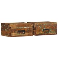 Nachtkastjes 2 st wandgemonteerd massief gerecycled hout - thumbnail