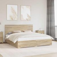 Bedframe met hoofdeinde Sonoma Eiken 180 x 200 cm Bewerkt hout - thumbnail