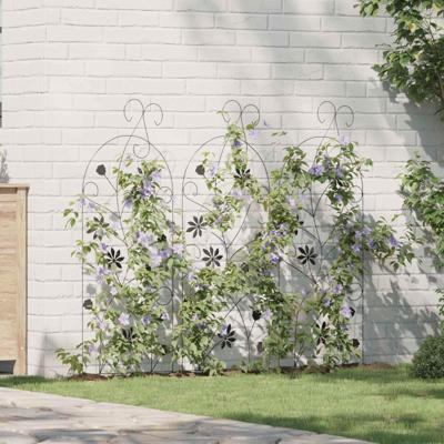 Tuinhek 3 pcs Zwart 112 x 40 cm Staal