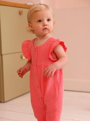 Babypakje voor meisjes van katoenen gaas rozen