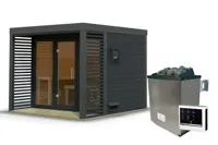 Karibu | Ares 3 Buitensauna | Antraciet-Antraciet | Kachel 9 kW Externe Bediening - thumbnail