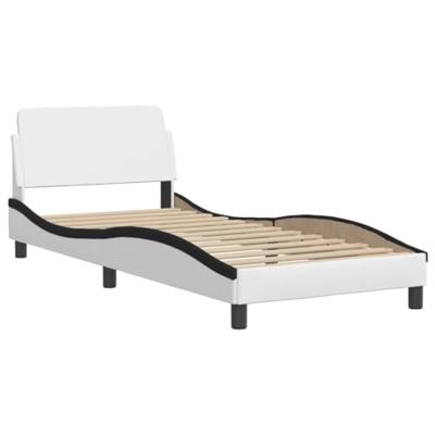 Bedframe met hoofdbord kunstleer wit en zwart 90x200 cm