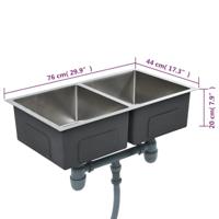 Gootsteen met afvoer handgemaakt roestvrij staal - thumbnail