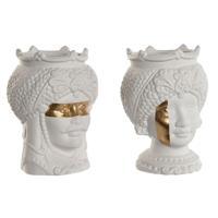 Grondlegger Home ESPRIT Wit Gouden Porselein 15 x 15 x 26.5 cm (2 Stuks) - thumbnail