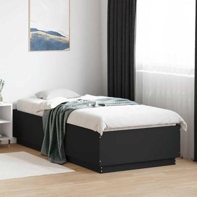 Bedframe bewerkt hout zwart 100x200 cm