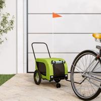 Hondenfietstrailer oxford stof en ijzer groen en zwart - thumbnail