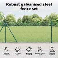 VidaXL Afrasteringspaal groen 10 x 1 m (12 x 12 mm gaas) staal - thumbnail