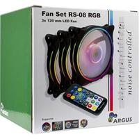 Inter-Tech Argus RS08 PC-ventilator Zwart (b x h x d) 120 x 120 x 25 mm Incl. afstandsbediening, Incl. LED-verlichting - thumbnail