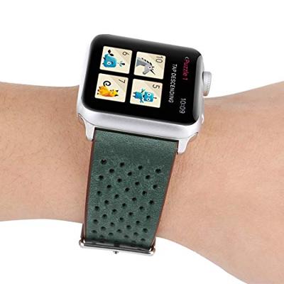Dot Pattern Leren bandje - Donker groen - Geschikt voor Apple Watch 38mm / 40mm / 41mm / 42mm Dot Pattern Leren bandje - Donker groen - Geschikt voor Apple Watch 38mm / 40mm / 41mm / 42mm