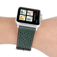 Dot Pattern Leren bandje - Donker groen - Geschikt voor Apple Watch 38mm / 40mm / 41mm / 42mm - thumbnail