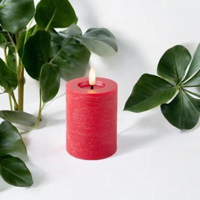 Lumineo LED kaars kerstrood/warm wit 7x11.2cm
