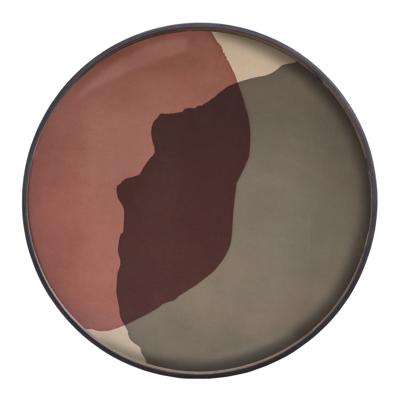 Ethnicraft Rond Dienblad 'Combined Dots' 92cm, kleur Pinot Ethnicraft Rond Dienblad 'Combined Dots' 92cm, kleur Pinot