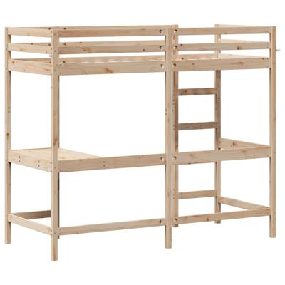Hoogslaper met bureau massief grenenhout 75x190 cm