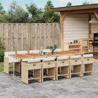 11-delige Tuinset met kussens poly rattan beige - thumbnail