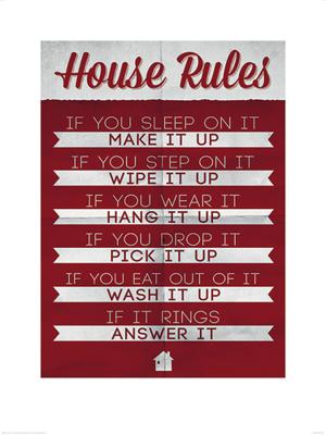 Kunstdruk House Rules 60x80cm