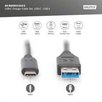 DIGITUS USB 2.0 aansluitkabel - 3 stuks - 1,0 m - USB A (St) naar USB C (St) - 480 Mbit/s - verbindingskabel - zwart, USB 2.0-1,0 m - 3 stuks - thumbnail
