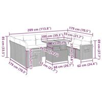 10-delige Loungeset met kussens poly rattan acacia grijs - thumbnail