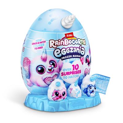 Uovo di peluche a sorpresa - RAINBOCORNS - Eggzania Frozen Mania - Tema Frosty - Peluche da scoprire - Accessori inclusi
