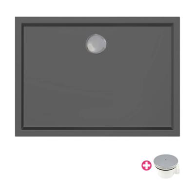 Douchebak Xenz Mariana | 110x80x4 cm | Incl.Afvoersifon-Chroom | Acryl | Rechthoekig | Zwart mat Douchebak Xenz Mariana | 110x80x4 cm | Incl.Afvoersifon-Chroom | Acryl | Rechthoekig | Zwart mat