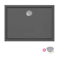 Douchebak Xenz Mariana | 110x80x4 cm | Incl.Afvoersifon-Chroom | Acryl | Rechthoekig | Zwart mat - thumbnail