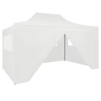 Partytent met 4 zijwanden inklapbaar 3x4,5 m wit - thumbnail