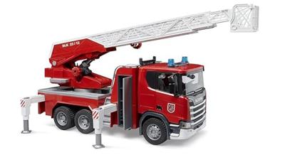 Bruder 03591 Scania Super 560R Brandweerwagen + Draaitafelladder + Waterpomp + Licht en Geluid