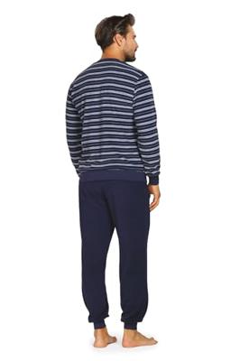 Indigoblauwe heren pyjama badstof Indigoblauwe heren pyjama badstof