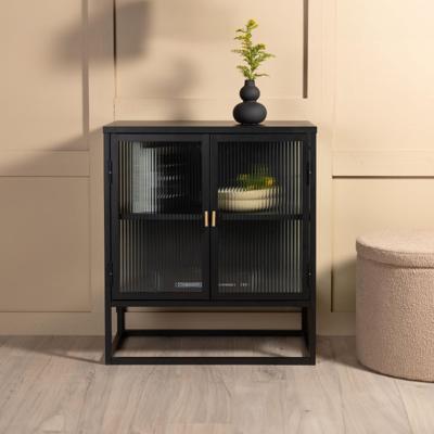 Nohr Vitrinekastje 'Alieke' 80 x 70cm, kleur Zwart Nohr Vitrinekastje 'Alieke' 80 x 70cm, kleur Zwart