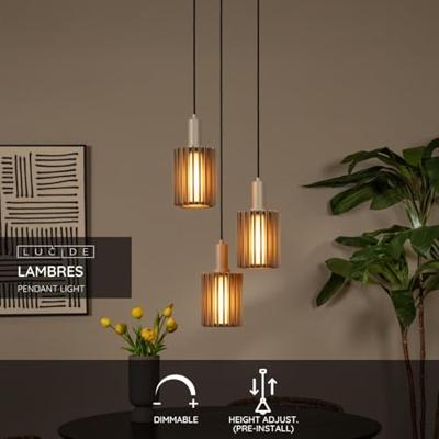 Lucide LAMBRES - Hanglamp - 3xE27 - Taupe