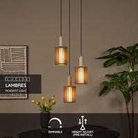 Lucide LAMBRES - Hanglamp - 3xE27 - Taupe - thumbnail