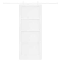 Schuifdeur Wit 83 x 202 cm Massief grenenhout en staal - thumbnail