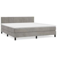 Boxspring met matras fluweel lichtgrijs 160x200 cm - thumbnail