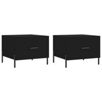 Salontafels 2 st 50x50x40 cm bewerkt hout zwart - thumbnail