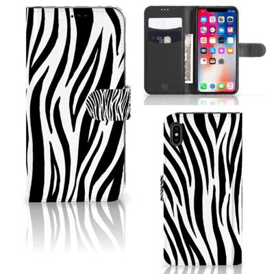 Apple iPhone Xs Max | Telefoonhoesje | Met pasjeshouder | Zebra Apple iPhone Xs Max | Telefoonhoesje | Met pasjeshouder | Zebra