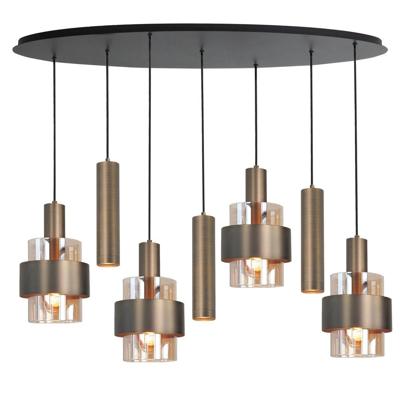 Highlight 7-lichts hanglampMarrone zwart met koper brons ovaal - H5686.01