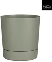 Mica Decorations Bloempot 'Coco' met schotel d28 h29.5 lichtgroen - thumbnail