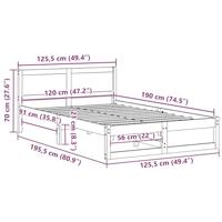 Bedframe met hoofdeinde Naturel 120 x 190 cm Massief grenenhout - thumbnail