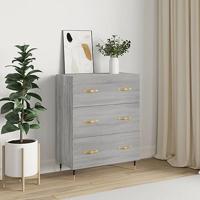 Dressoir 69,5x34x90 cm bewerkt hout grijs sonoma eikenkleurig - thumbnail