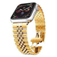 By Qubix - Metalen schakelband - Goud - Compatible met Apple watch 38mm / 40mm / 41mm / 42mm - Compatible Apple watch bandjes - thumbnail