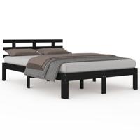 Bedframe massief hout zwart 200x200 cm - thumbnail