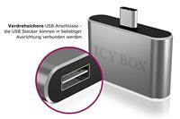 ICY BOX IB-Hub1201-C 2-voudige USB 2.0-hub (type-C stekker naar 2X Type-A bus), anti-verdraaiende USB-poorten, OTG-ondersteuning, aluminium, antraciet - thumbnail