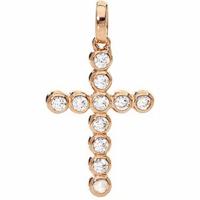 Dames ketting Amen CROCE PICCOLA ARGENTO IP ORO ROSA E ZIRCONI - thumbnail