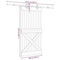 Schuifdeur met beslag 100x210 cm massief grenenhout - thumbnail