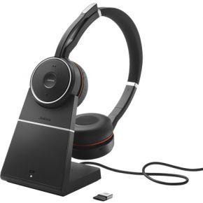 Jabra 7599-848-199 Evolve 75 SE draadloze stereo Bluetooth headset - met noise cancelling microphone, ANC en oplaadhouder voor Google Meet en Zoom, werkt met alle andere platformen - zwart