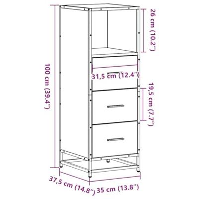 Badkamerkast 35x37,5x100 cm bewerkt hout gerookt eikenkleurig
