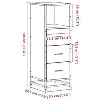 Badkamerkast 35x37,5x100 cm bewerkt hout gerookt eikenkleurig - thumbnail