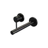 Inbouw wastafelmengkraan met rechte uitloop en rozetten - Model A2 (Mat Zwart) - thumbnail